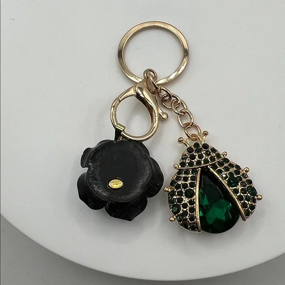 1432. Designer Gold and Green Keychain - Picture 3 of 3